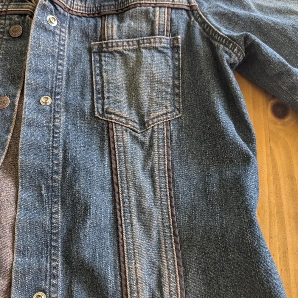 Caslon Womens Blue Faded Denim Trucker Jacket Contrast Piping‎ Size M